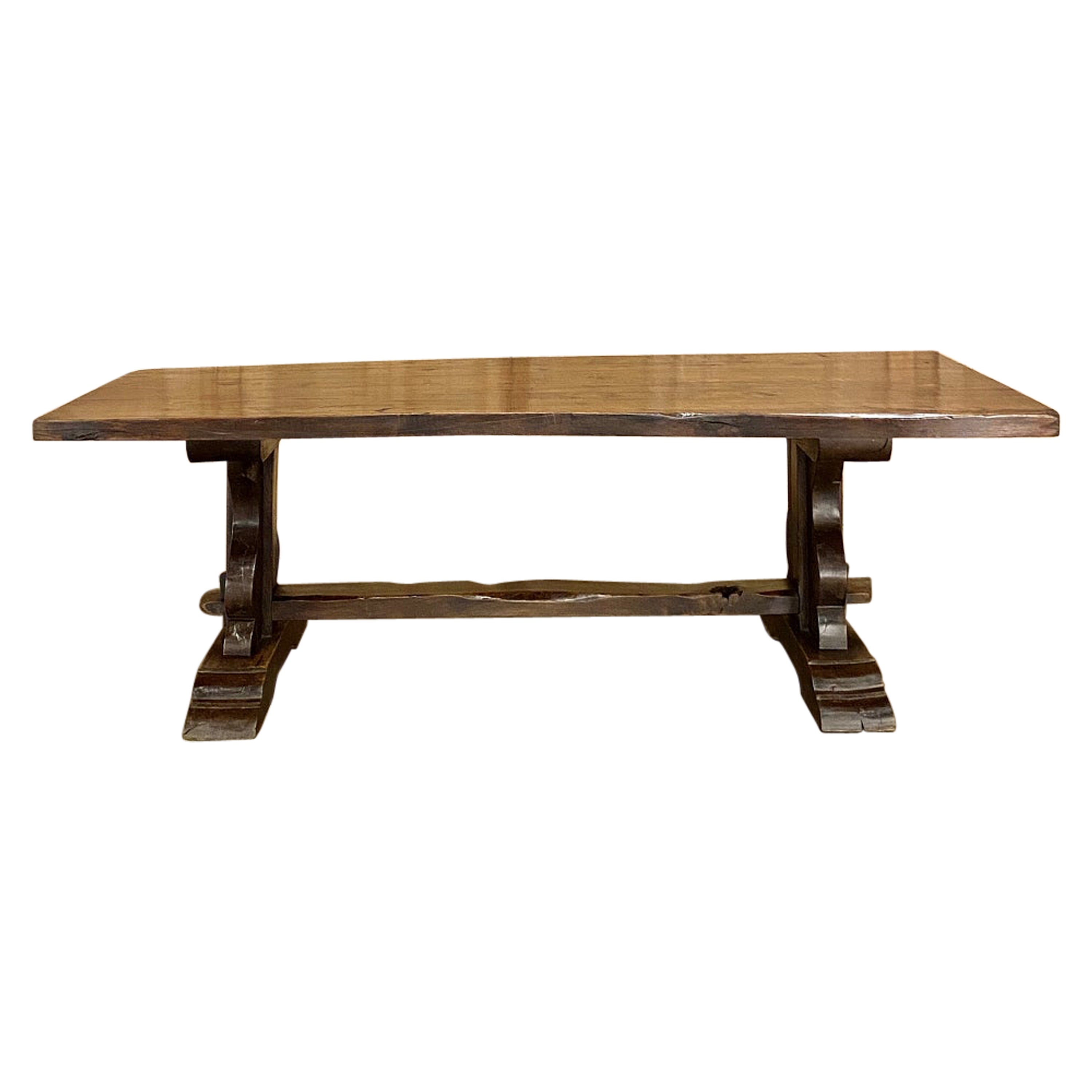 Antique Country French Rustic Stripped Oak Dining Table For Sale at 1stDibs
