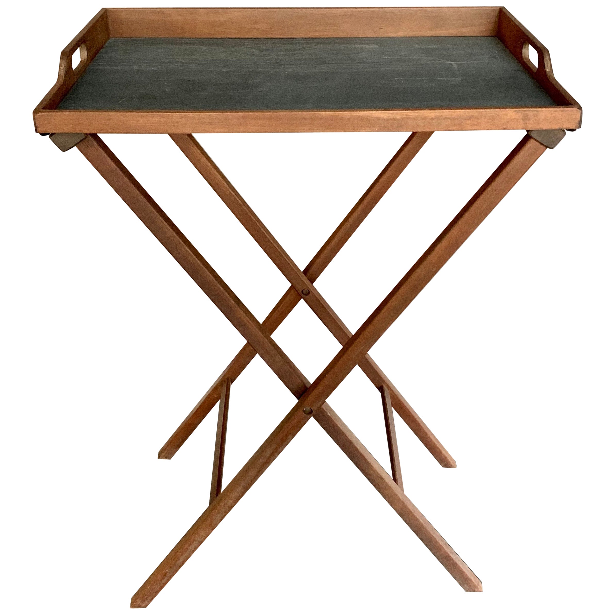 Danish Modern Solid Teak Folding TV Tray Portable For Sale at 1stDibs