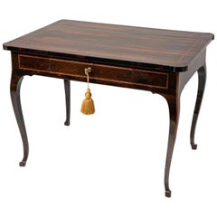 18th Century Italian Louis XV Writing Table Inlaid Rosewood Center Desk