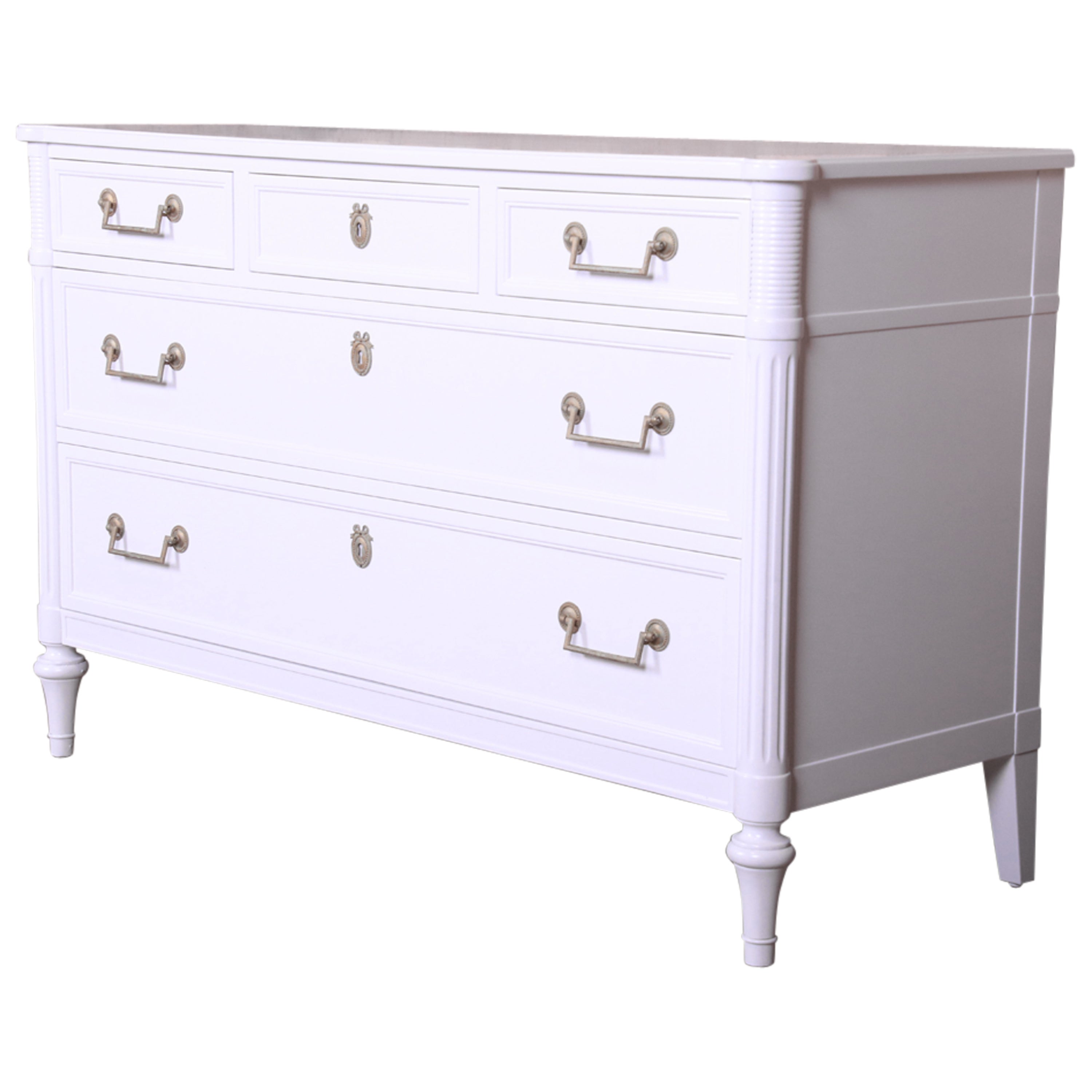 White FourDrawer Low Dresser by Kroehler Furniture at 1stDibs