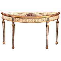 Important George III Painted and Partial Gilt Demilune Table 9