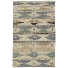 Vintage Turkish Kilim Rug with Blue, Gray and Brown Colors 10