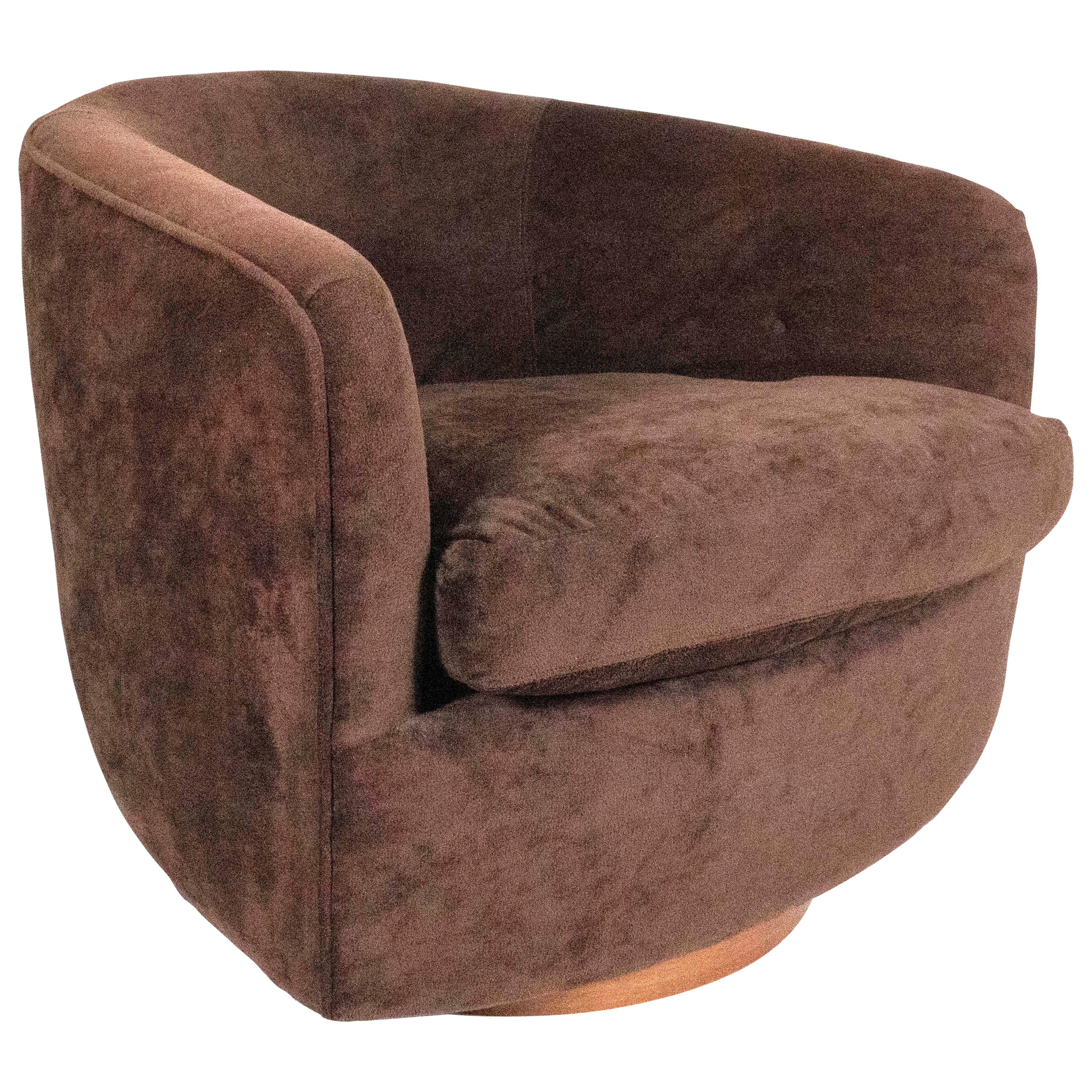 Swivel Tub Chairs with Walnut Bases by Milo Baughman for Thayer Coggin