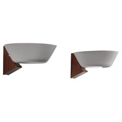 Pair of Modernist Wood and Metal Wall Lamps