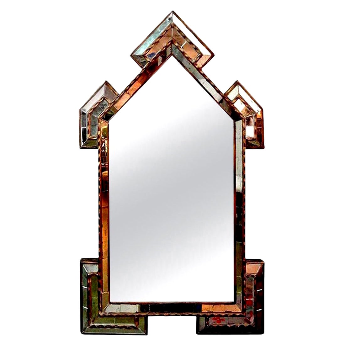 Large Antique Oval Etched Mirror with Bow For Sale at 1stDibs