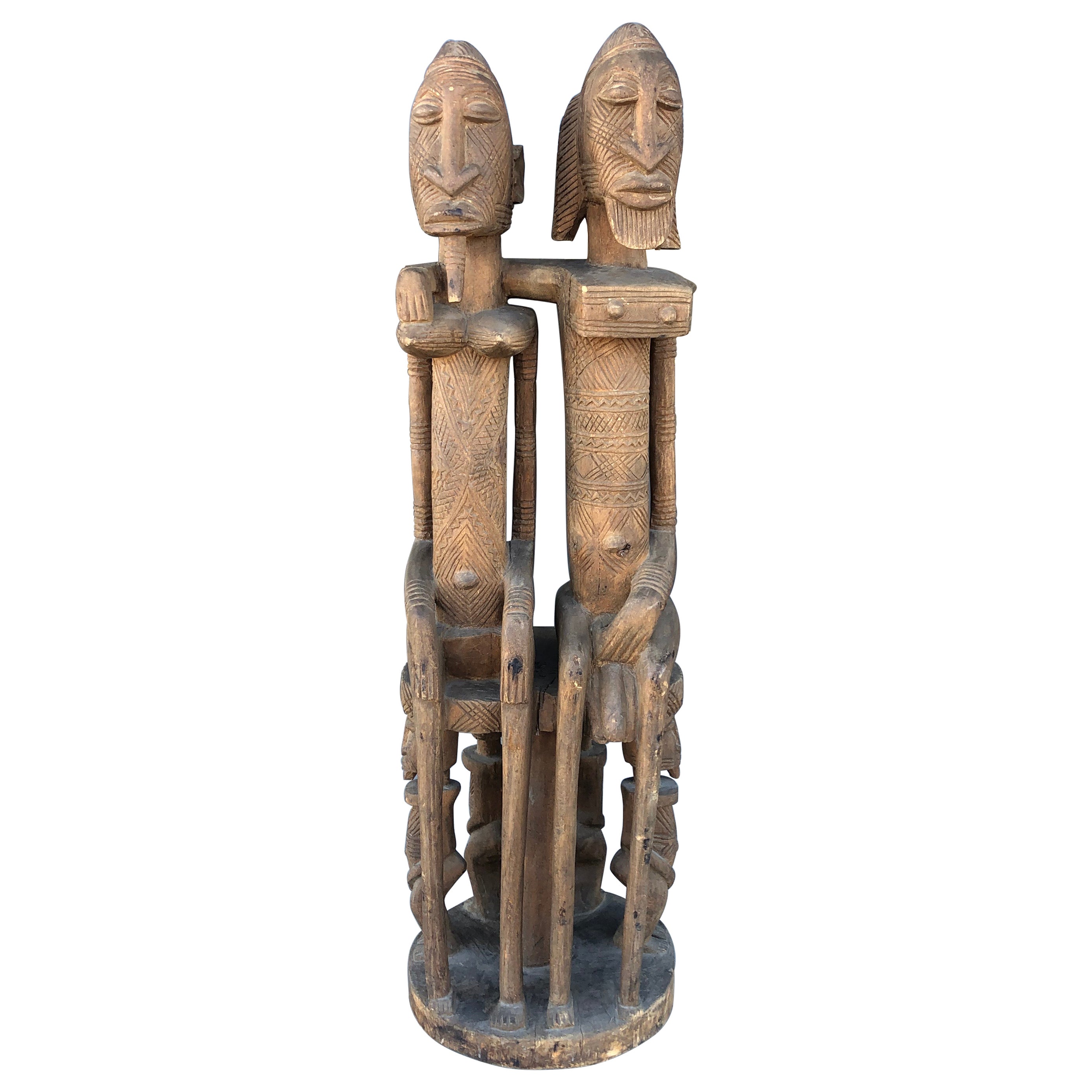 African Vintage Wood Statue of a Tall Man from the William Holden