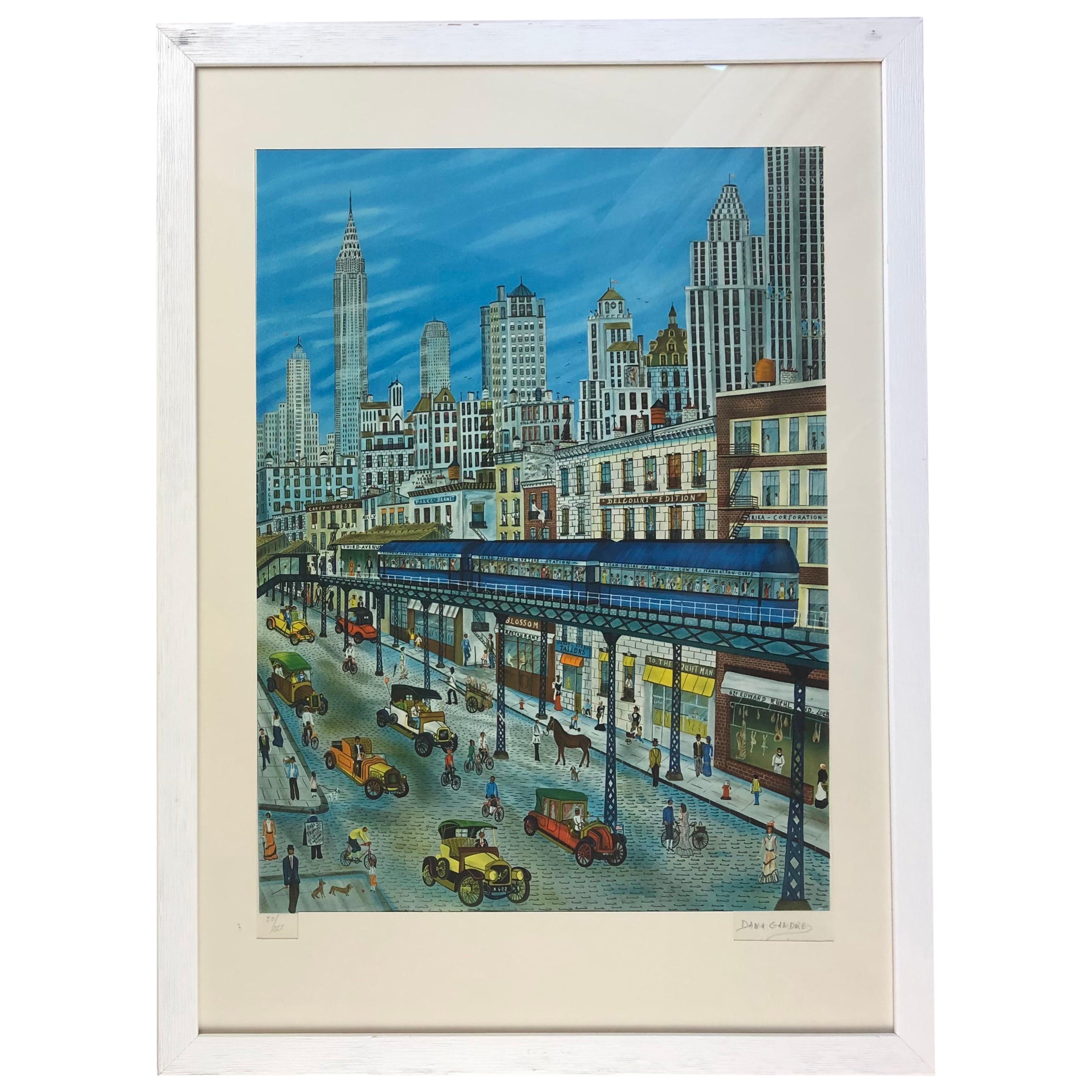 New York Lithograph by Artist Dan Gandre, Signed and Numbered, Limited Edition