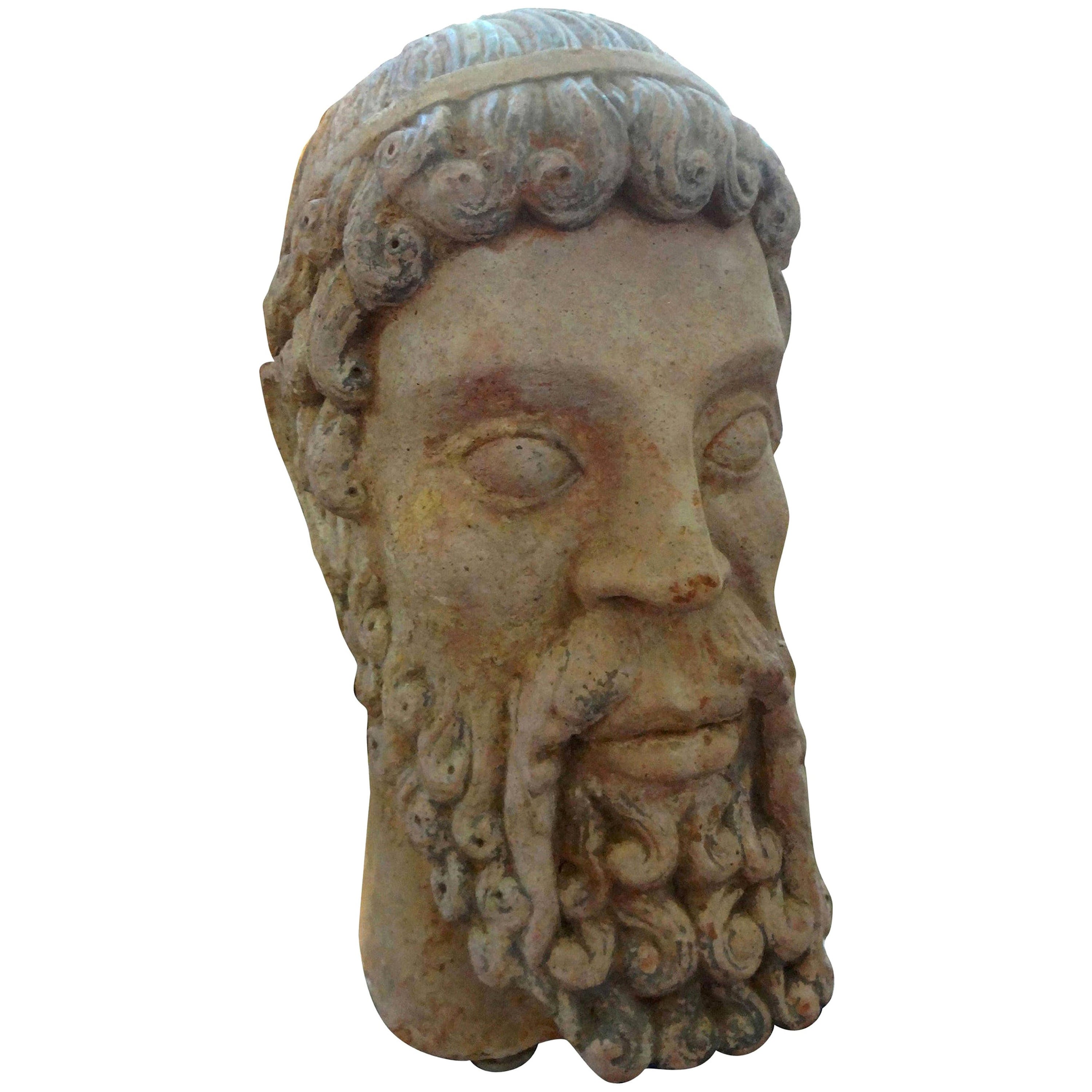 Antique Italian Terracotta Bust of a Greco Roman