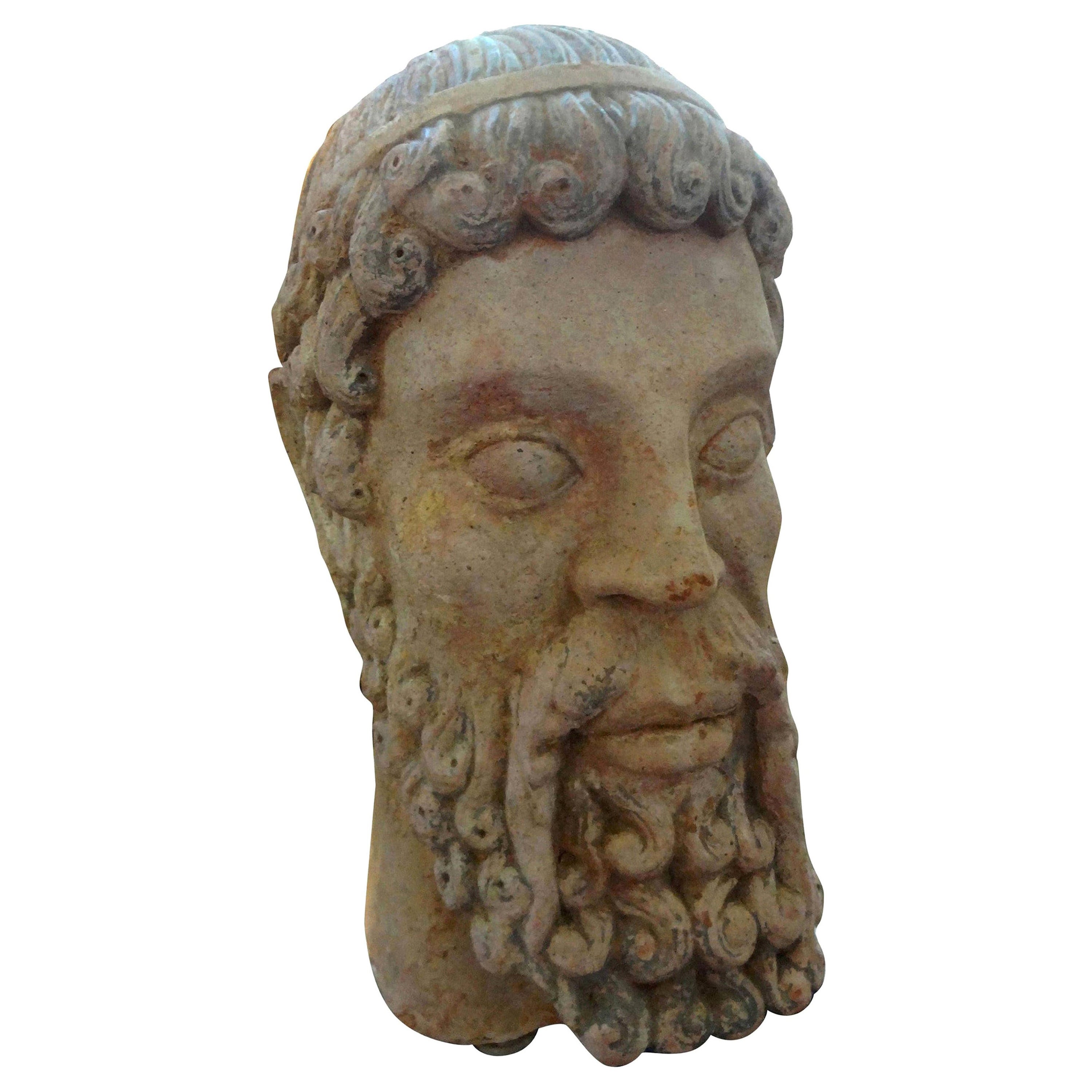 Ancien buste italien en terre cuite d'un gréco-romain