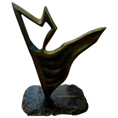 Mid-Century Abstract Bronze Sculpture Signed Yone Di Alerigi