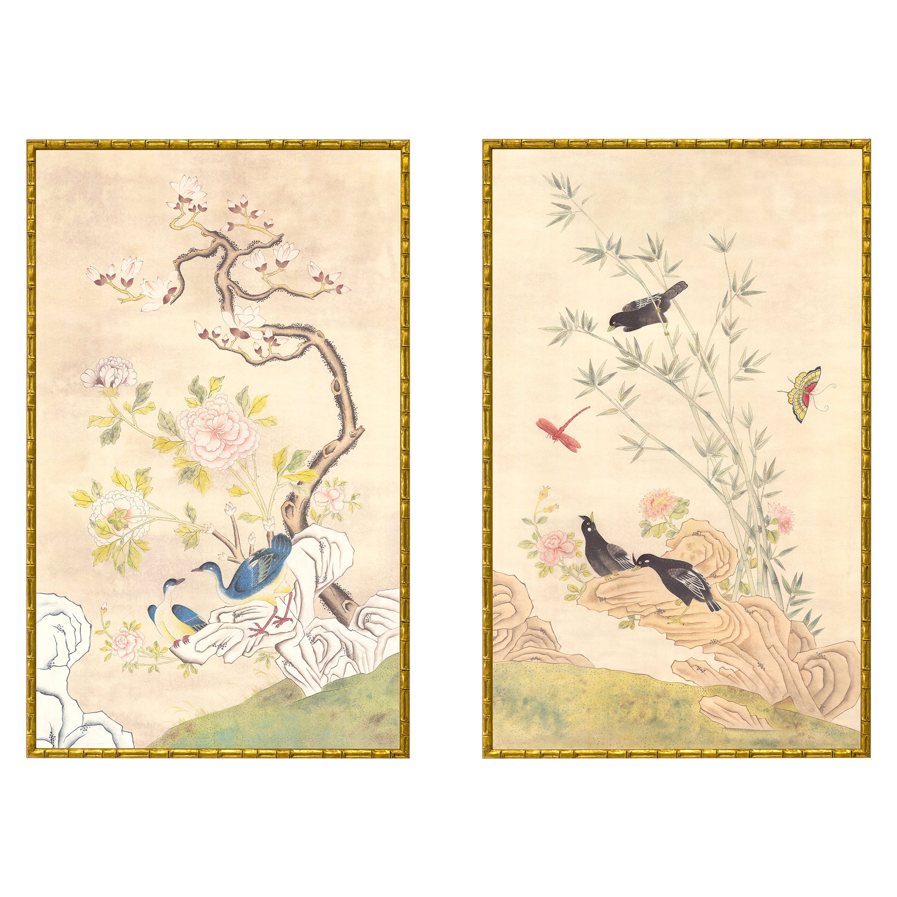 African Cranes Chinoiserie Mural at 1stDibs