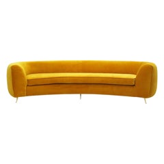 L.A. Studio Curved Yellow Sofa of Six-Seat Manufactured in Italy
