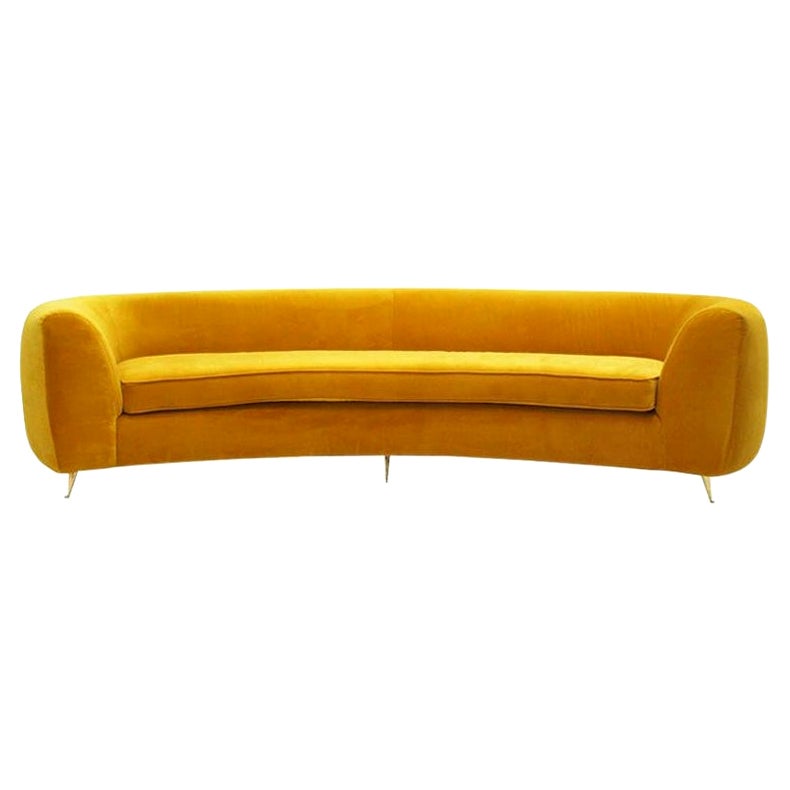 L.A. Studio Curved Yellow Sofa of Six-Seat Manufactured in Italy For Sale