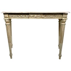 French Louis XVI Maison Jansen Beige and Gold Carved Console Table