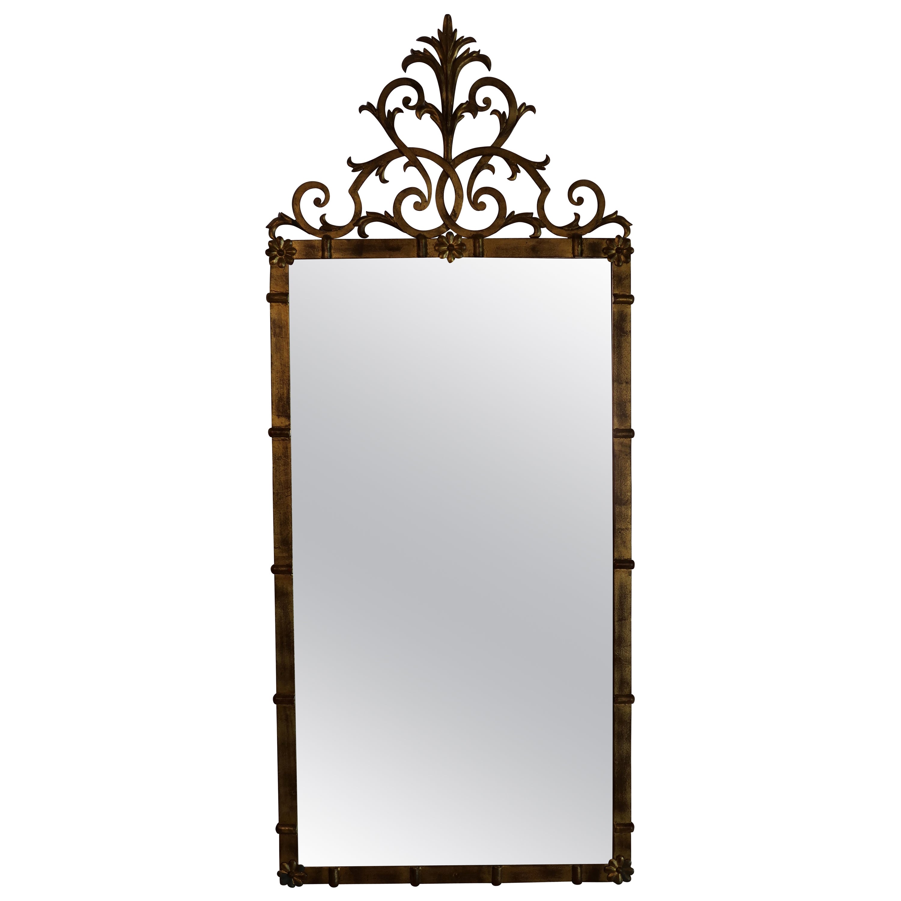 Silvered Wood Mirror with Gold Rosettes For Sale at 1stDibs