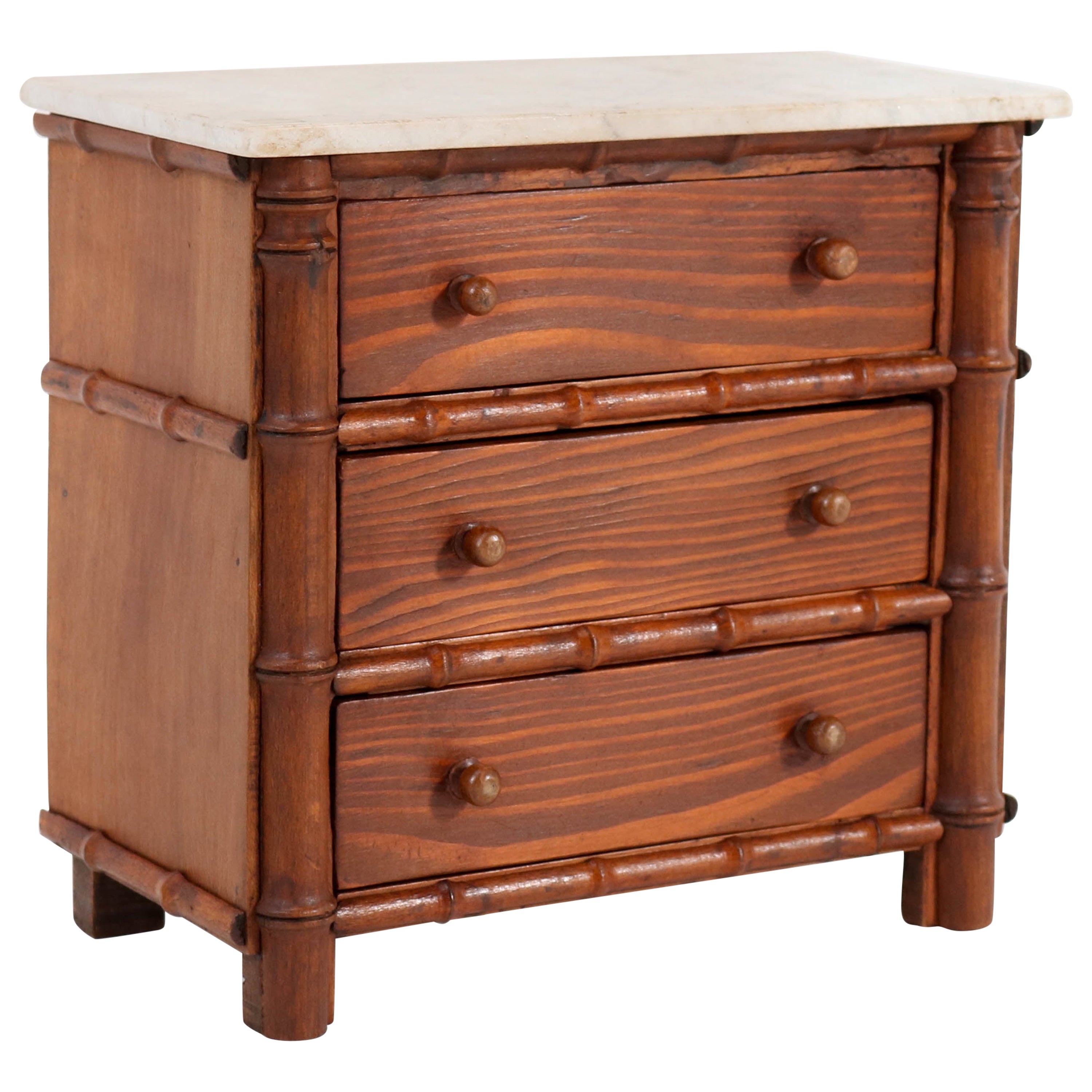 English Pine Faux Trim Bamboo Chest at 1stDibs