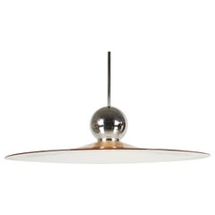 Pink Murano Glass Shade and Chrome-Plated Brass 1970s Pendant Lamp