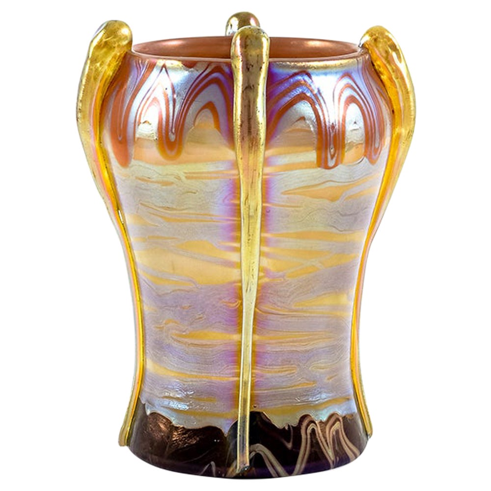 Pair Of Art Deco Glass Vases Style Of Koloman Moser At 1stdibs