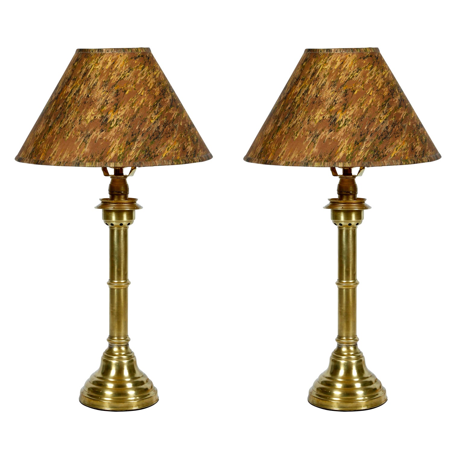 Virginia Metalcrafters Brass Candlestick Accent Lamps, Pair at 1stDibs