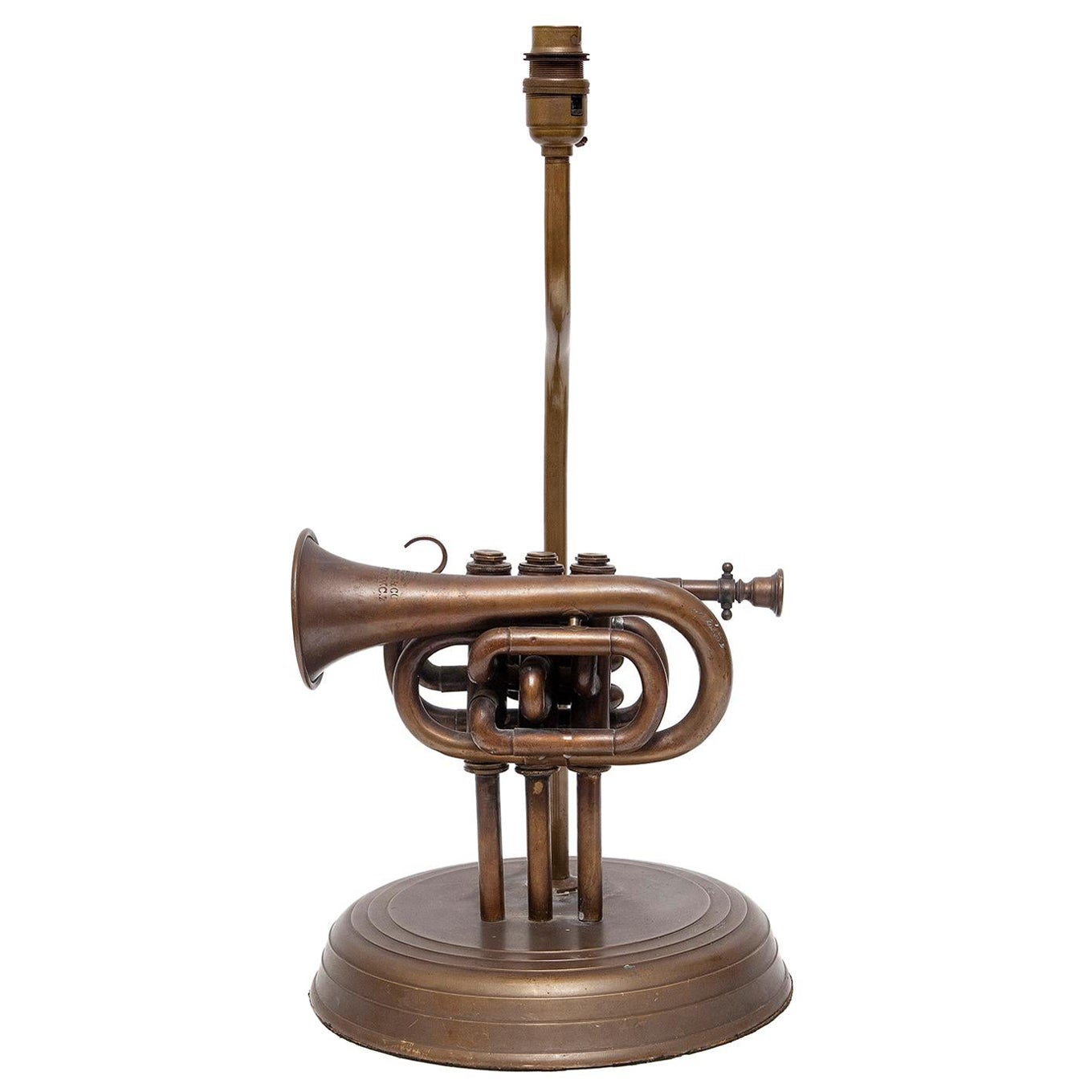 Lamp Table Pocket Trumpet Brass 19 For Sale