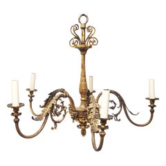 Antique chandelier 5 arm branch ormolu brass neoclassical mask acanthus greek key