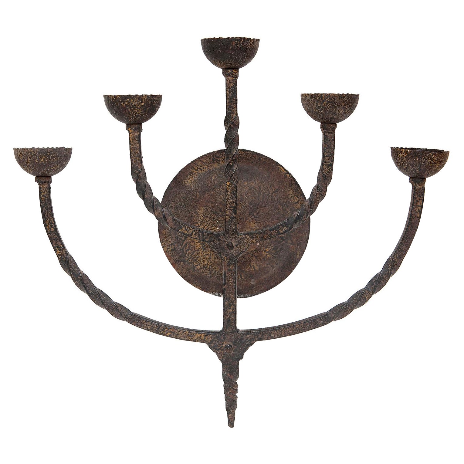 Wall Sconce Five Arm Branch Wrought Iron 19th Century French For Sale