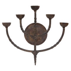 Wall Sconce Five Arm Branch Wrought Iron 19th Century French
