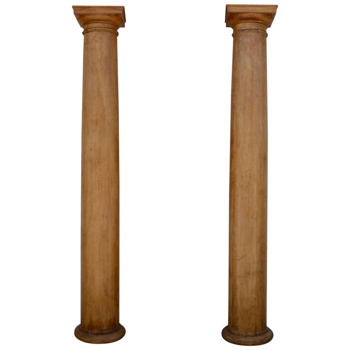 Pair of Large Fluted 3/4 Wood Columns For Sale at 1stDibs