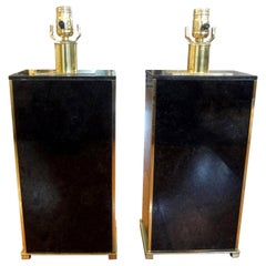 Pair of French Marble and Brass Lamps Attributed to Maison Charles