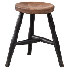 Tripod Stool with Thick Wooden Seat