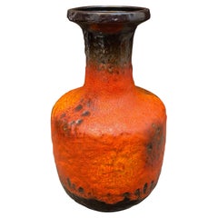 1970s Carstens Tonnieshof Modernist Orange and Brown Ceramic German Vase