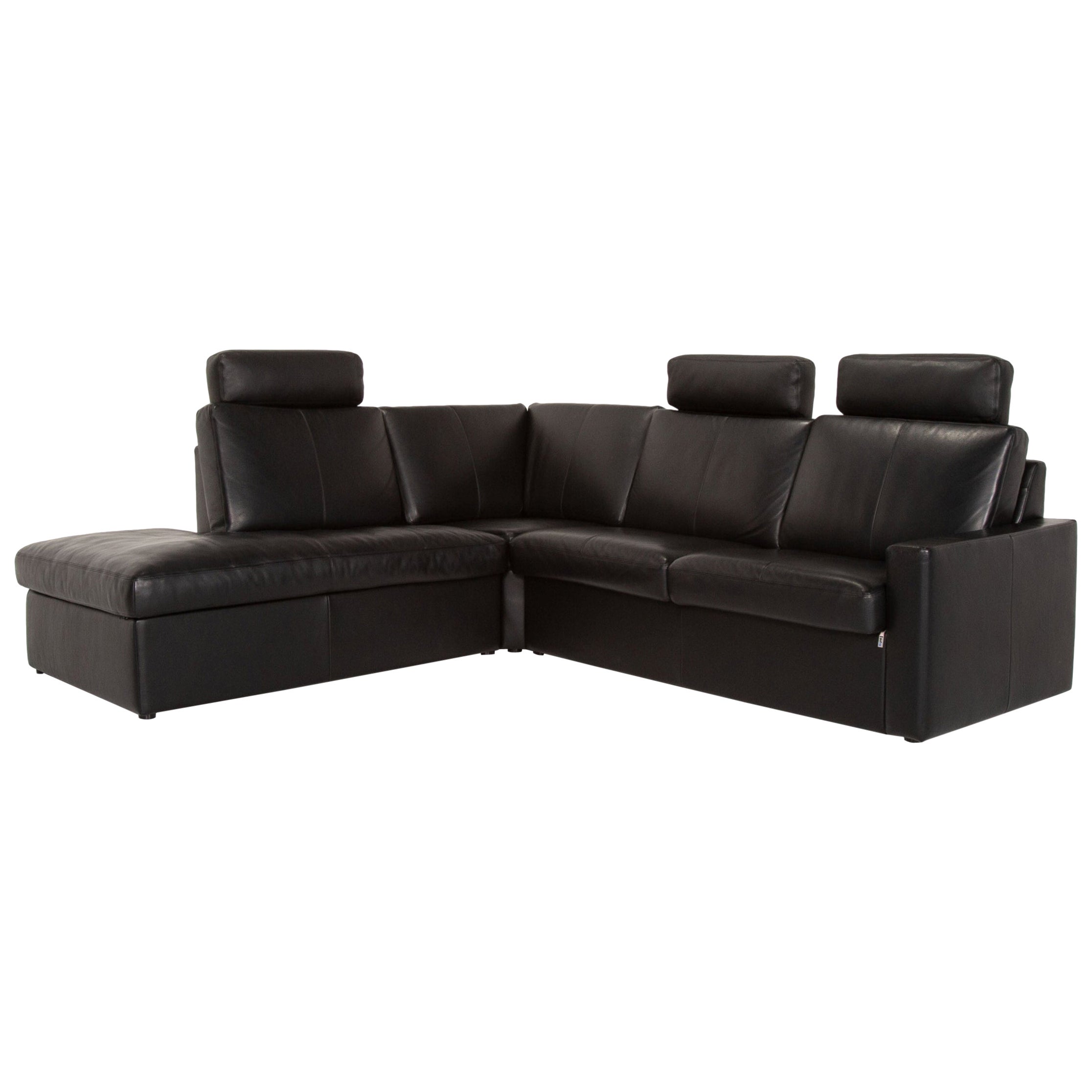 Nieri Leather Sofa Black Corner Sofa For Sale at 1stDibs