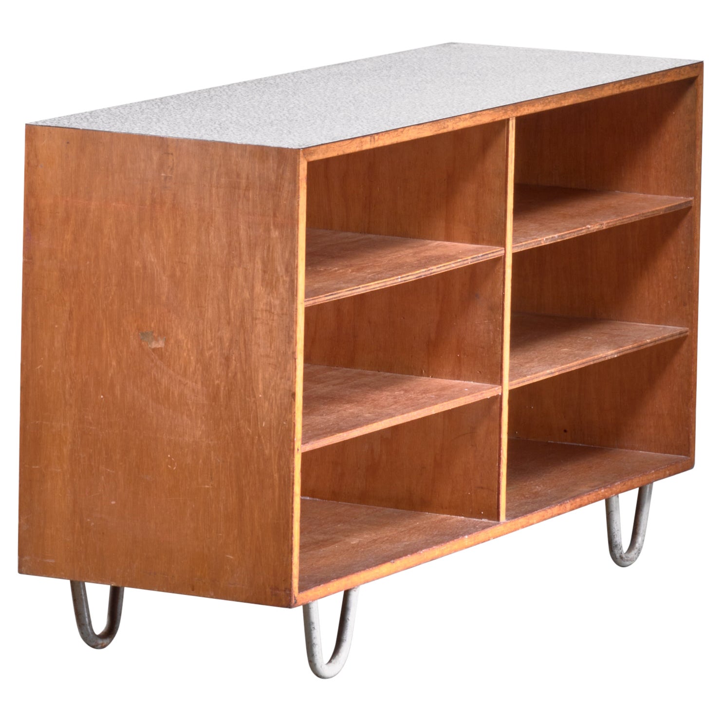 Wooden Credenza with Six Shelves For Sale