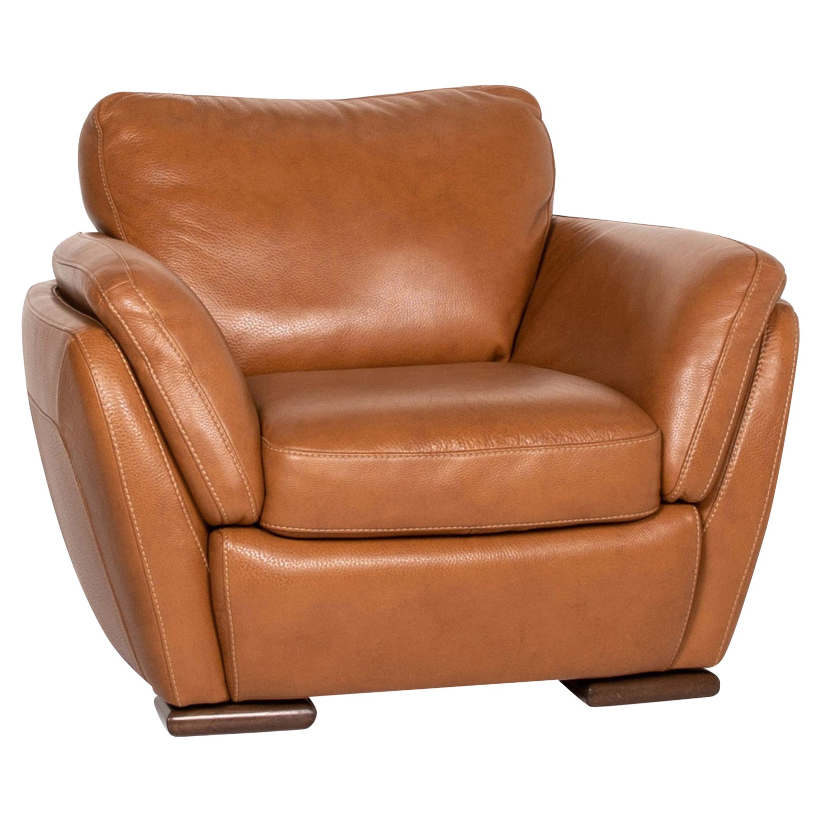 Natuzzi Editions Leather Sofa Cognac Brown ThreeSeater Couch at 1stDibs