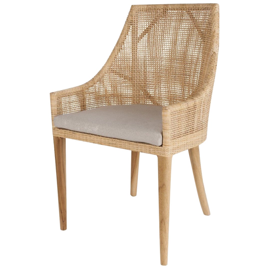 Wooden and Rattan Flower Shaped Chair For Sale at 1stDibs