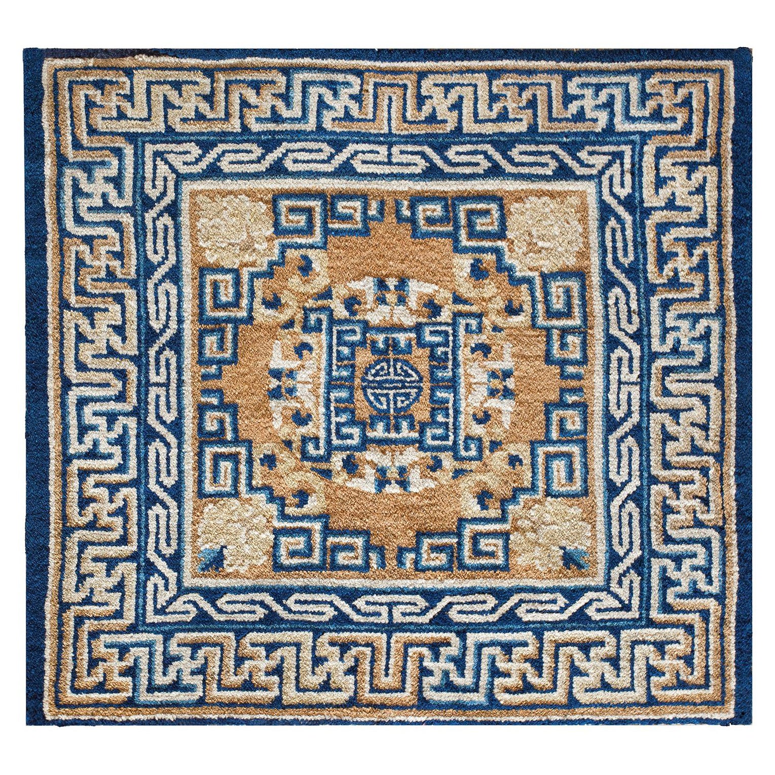 Antiker chinesischer Ningxia-Teppich, 2' 4 Zoll x 2' 6 Zoll