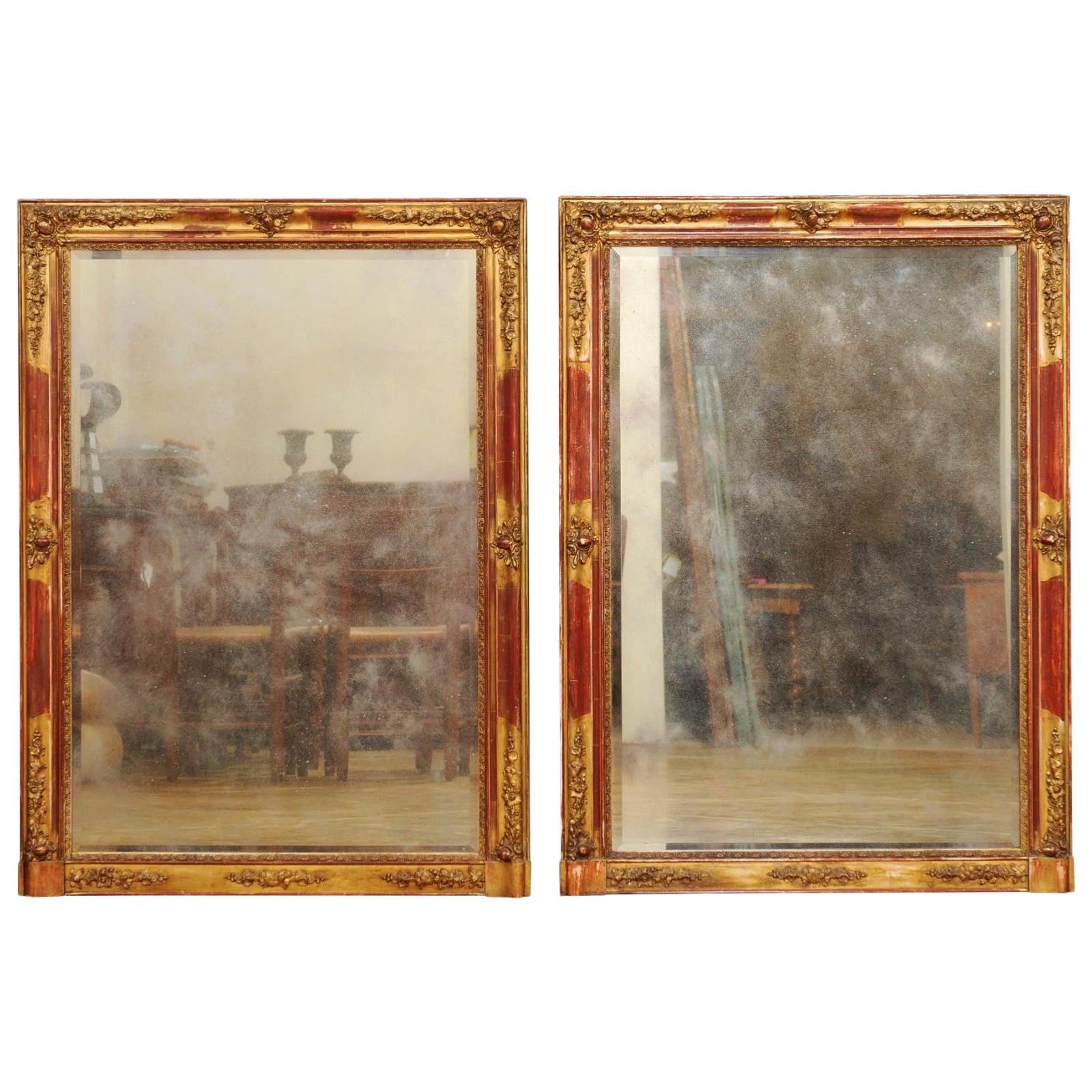 Pair of 19th Century French Gilt & Gesso Mirrors