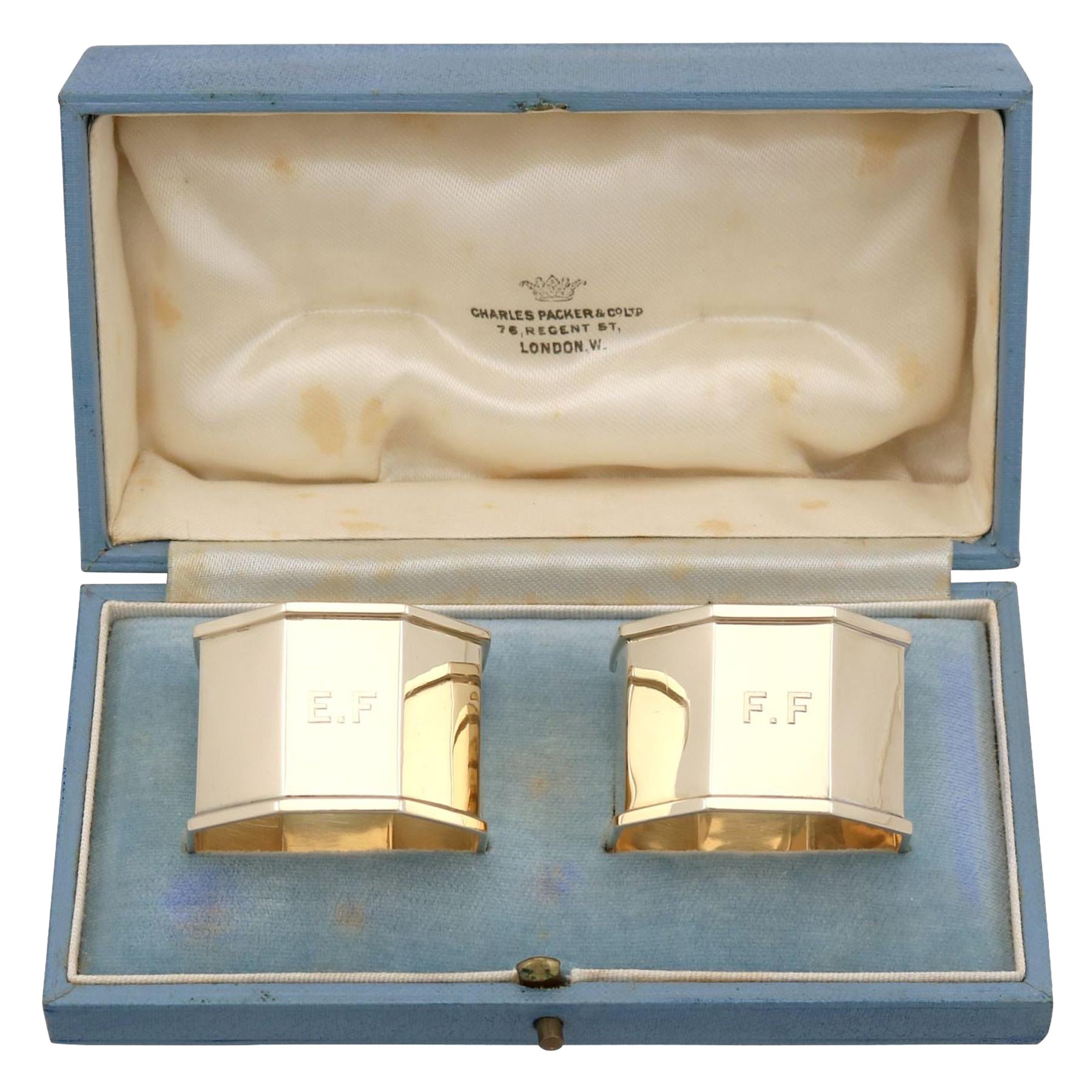 Vintage 1940s Yellow Gold Napkin Rings For Sale