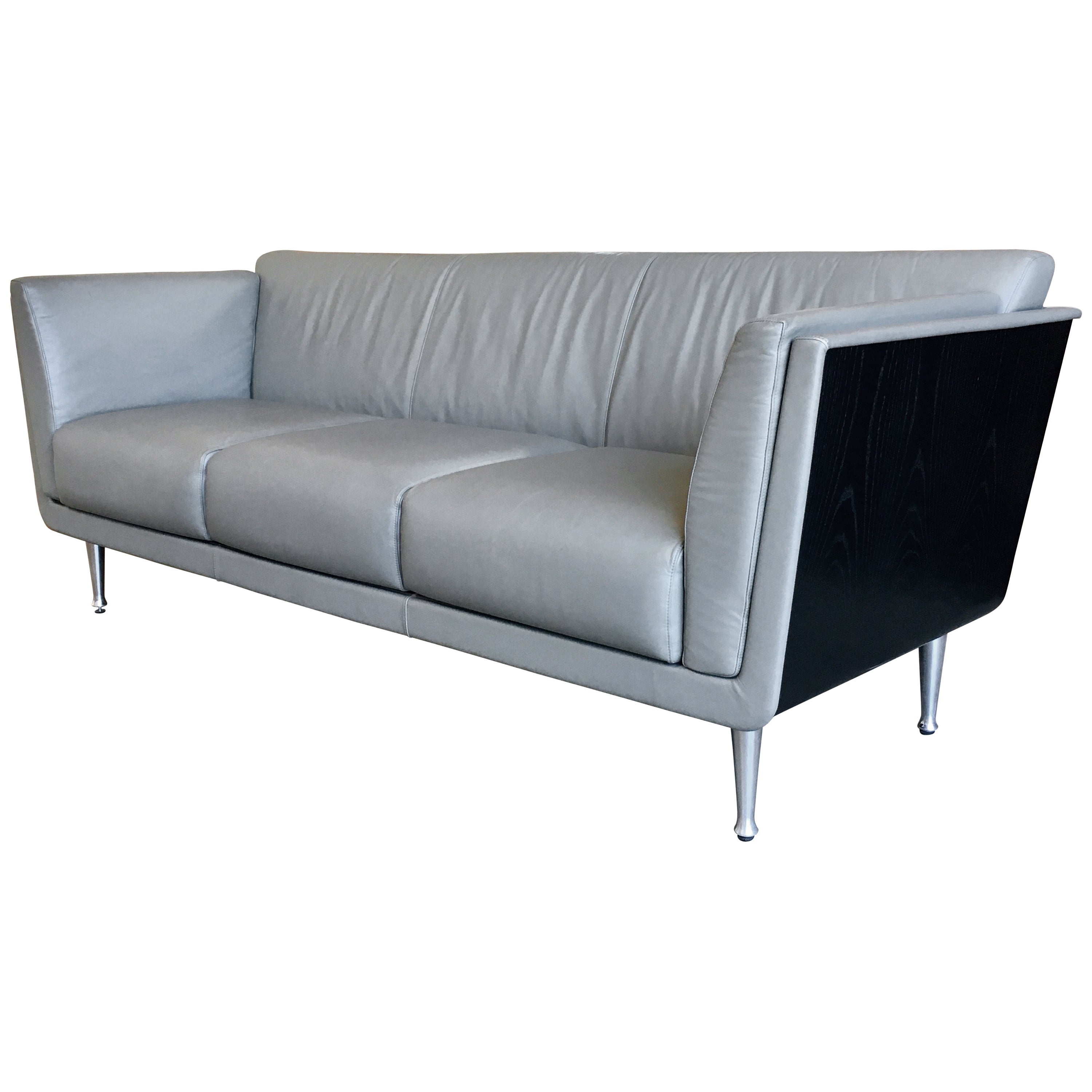 Goetz Sofa by Mark Goetz for Herman Miller in Walnut and Black Leather