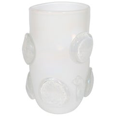 Artistic Milk-White Murano Glass Vase, by Romano Donà, Italy, 1990s