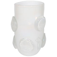 Retro Artistic Milk-White Murano Glass Vase, by Romano Donà, Italy, 1990s