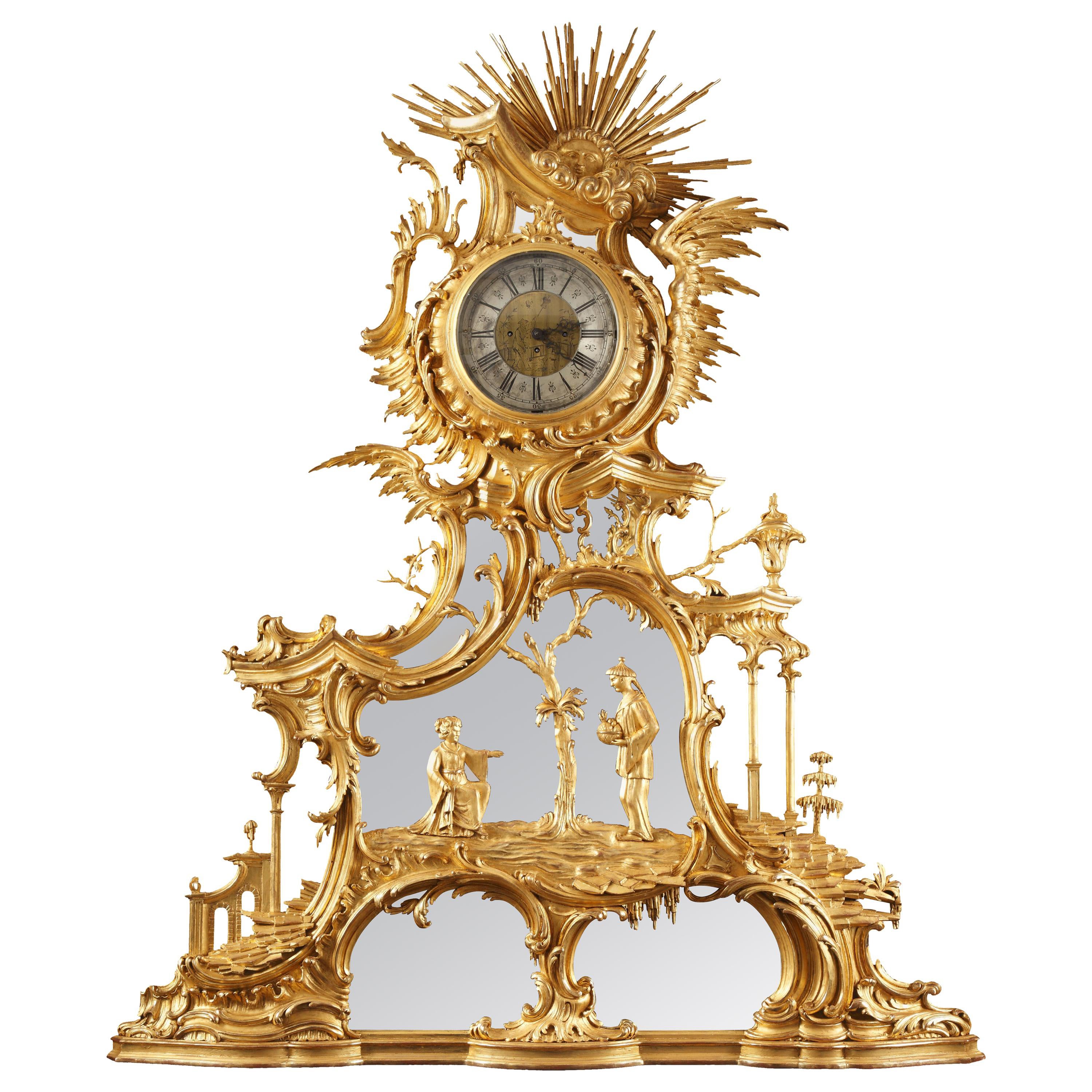 "Chinese" Giltwood Clock After a Design by Thomas Johnson, England, circa 1860
