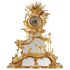 Antique "Chinese" Giltwood Clock After a Design by Thomas Johnson, England, circa 1860