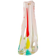 Italian Venetian Colorful Vase in Blown Murano Glass Attributed to Cenedese 1960