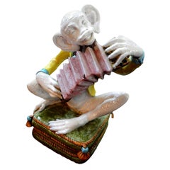 Vintage Italian Glazed Terracotta Monkey Figure