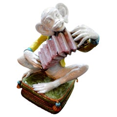 Vintage Italian Glazed Terracotta Monkey Figure