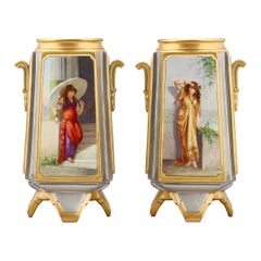 Pareja de jarrones de platino Old Paris