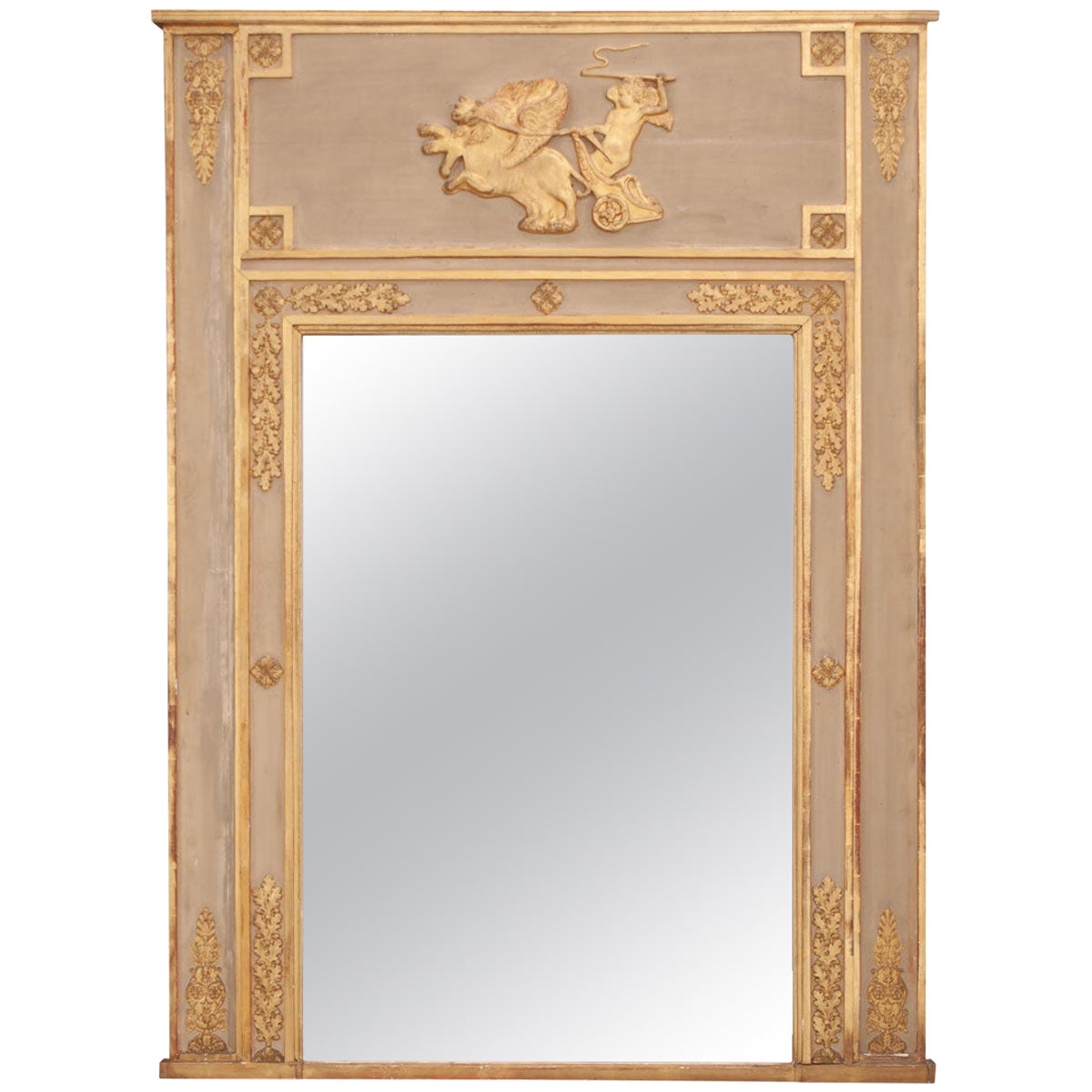 19th c. French Wood Trumeau Mirror For Sale at 1stDibs