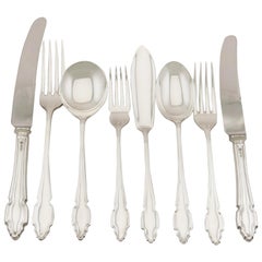 Retro English Sterling Silver Canteen of Cutlery for Twelve Persons