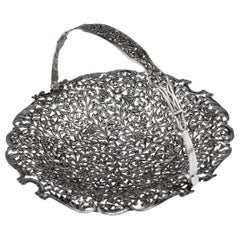 19th Century Indian Cutch Solid Silver Basket, circa 1880